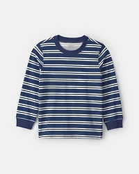 Toddler Boy Striped Long-Sleeve Tee - Navy Blue/White