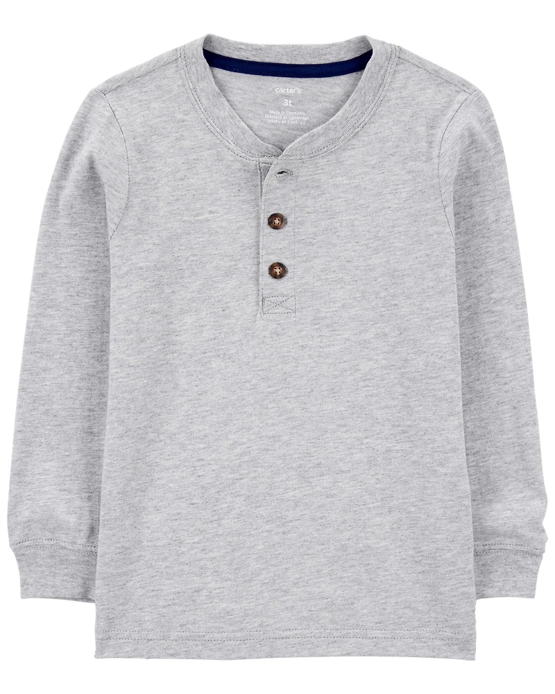 Baby Boy Long-Sleeve Henley Tee - Grey