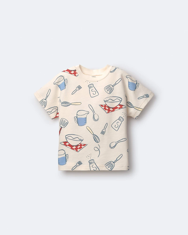 Toddler Dolman Tee in Baking Print - Cream