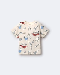 Toddler Dolman Tee in Baking Print - Cream