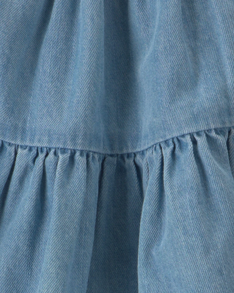 Baby Girl Denim Chambray Dress - Light Wash