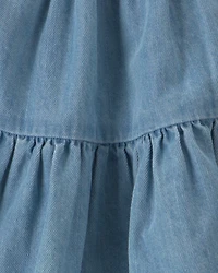 Baby Girl Denim Chambray Dress - Light Wash