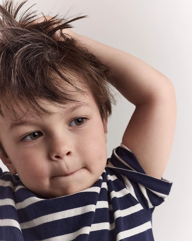 Toddler Striped Short-Sleeve Relaxed Subway Tee - Navy