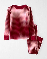 Toddler Organic Cotton Striped Waffle Knit Pajamas