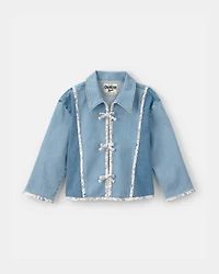 Toddler Girl Patchwork Denim Jacket - Light Wash