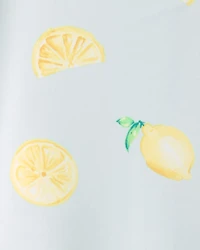 Toddler Girl 1-Piece Lemon Rashguard Swimsuit - Blue