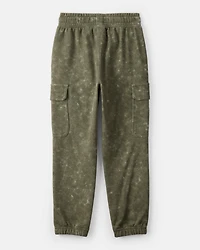 Boys Acid Wash Print French Terry Joggers - Green