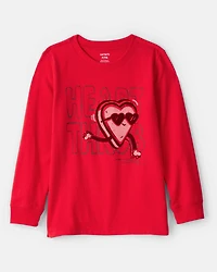 Boys Valentine's Day Heart Throb Long-Sleeve Graphic Tee - Red