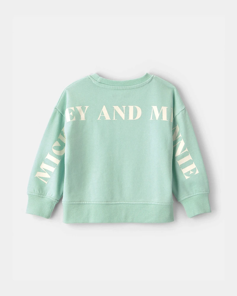 Toddler Girl Disney© Mickey Mouse French Terry Pullover Sweatshirt - Green