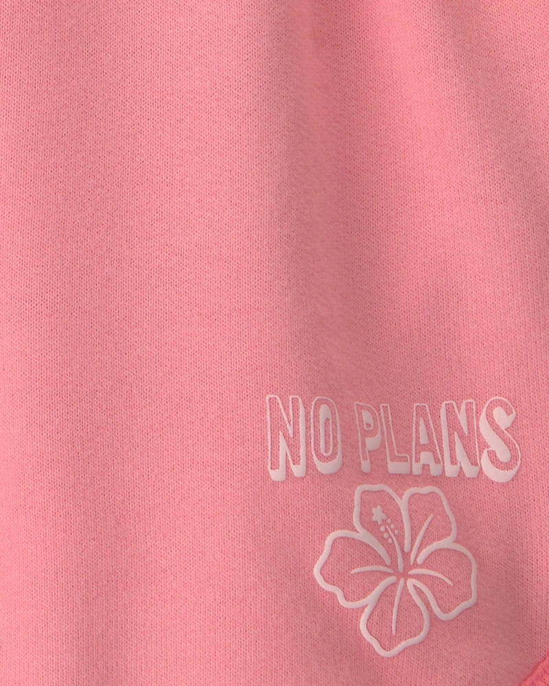 Girls 'No Plans' French Terry Shorts - Pink