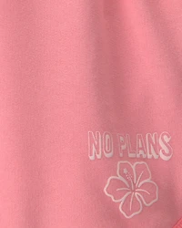 Girls 'No Plans' French Terry Shorts - Pink