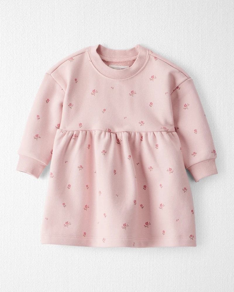 Baby Girl French Terry Dress Made with Organic Cotton in Blush Petals Print