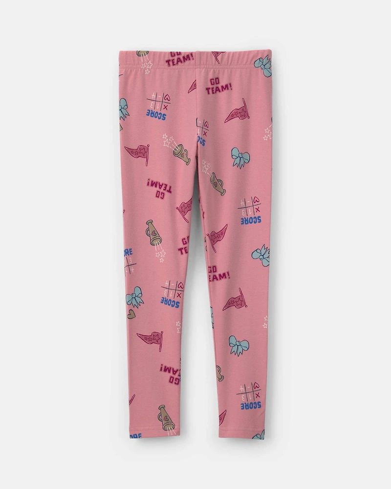 Girls School Spirit Pull-On Stretch Leggings - Pink