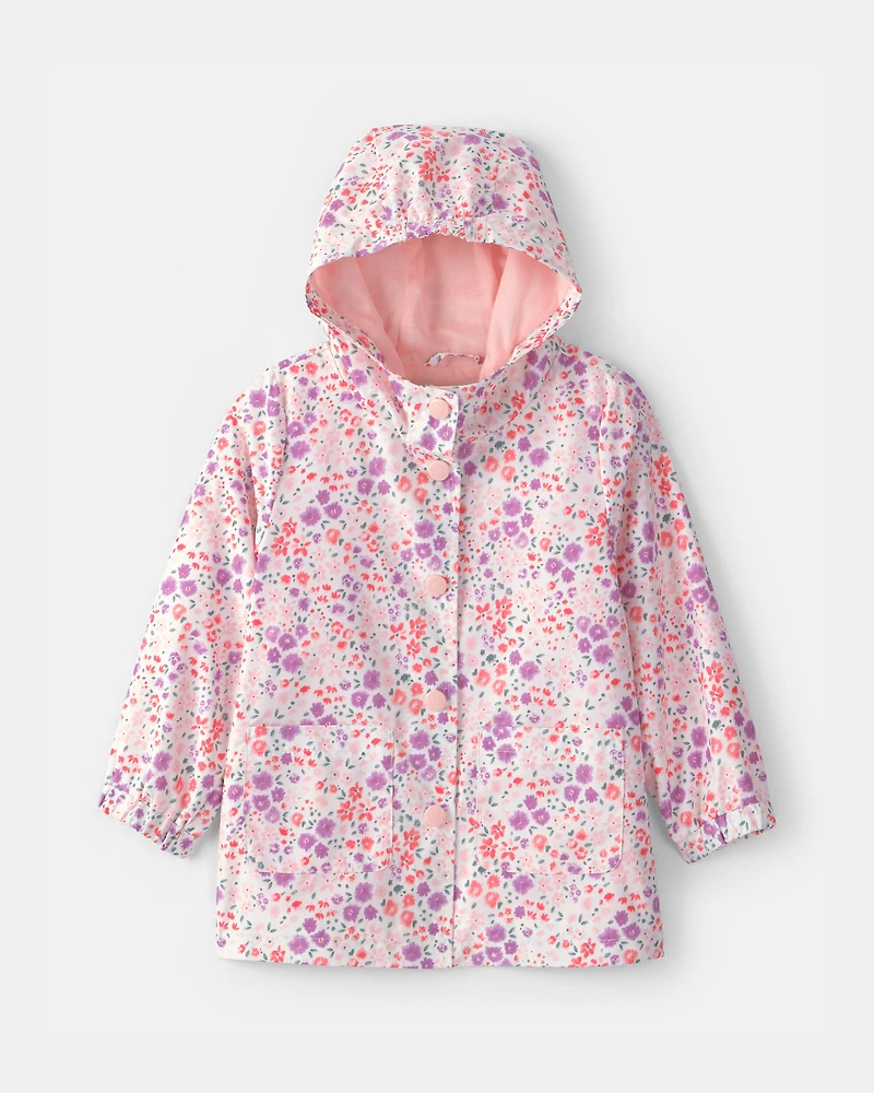 Toddler Girl Floral Raincoat - Pink