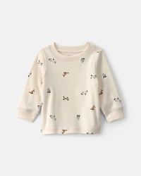 Baby Boy 2-Piece Wolf Long-Sleeve Overall Set - Blue/Cream
