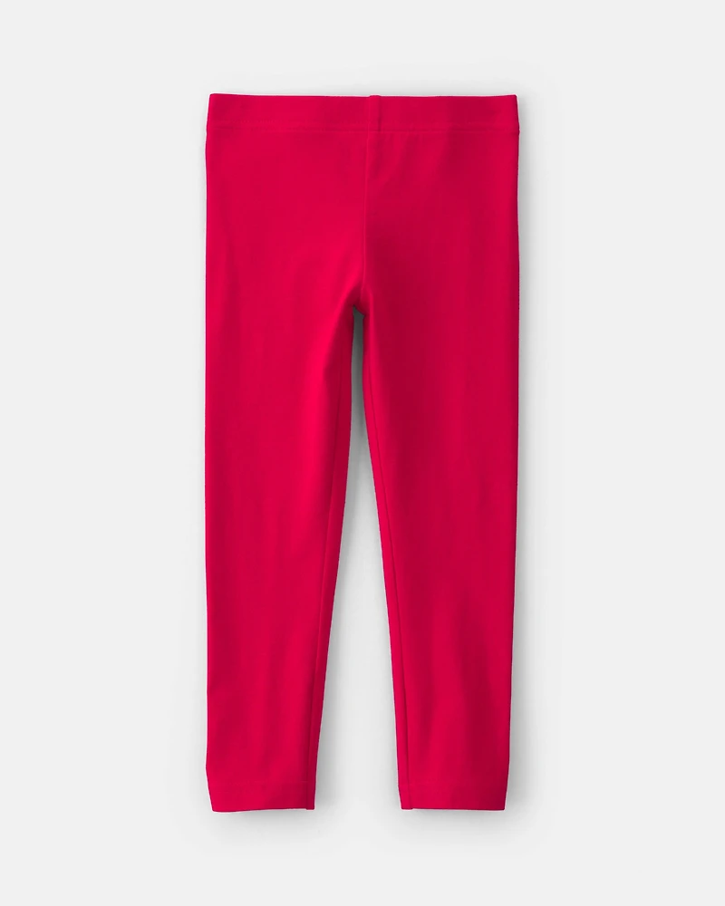 Toddler Girl Cotton Pull-On Stretch Leggings - Red
