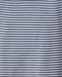 Kid Striped Mock Neck Ribbed Top - Navy