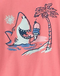 Toddler Boy Shark Graphic Tee - Coral