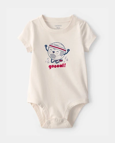 Baby Soccer Ball Graphic Bodysuit - Ivory