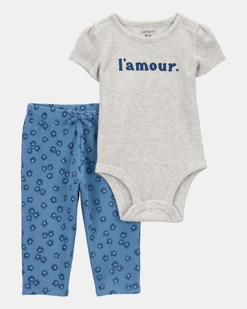 Baby 2-Piece L'Amour Short-Sleeve Bodysuit Pant Set