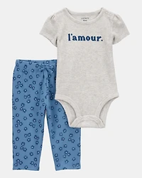 Baby 2-Piece L'Amour Short-Sleeve Bodysuit Pant Set
