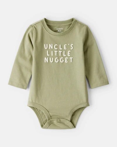 Baby Boy Uncles Little Nugget Long-Sleeve Graphic Bodysuit - Green