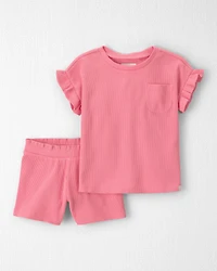 Toddler Girl 2-Piece Organic Cotton Waffle Knit Top & Short Set
