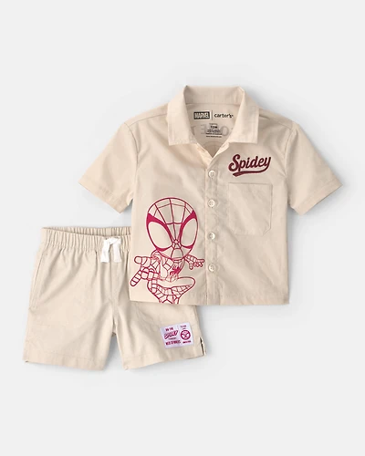 Baby Boy 2-Piece ©Marvel Spider-Man Top & Short Set - Khaki