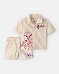 Baby Boy 2-Piece ©Marvel Spider-Man Top & Short Set - Khaki