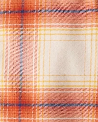 Baby Boy Plaid Cotton Long-Sleeve Hooded Button-Down Shirt - Orange