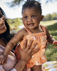 Baby Girl 3-Piece Floral  Outfit Set - Orange/White