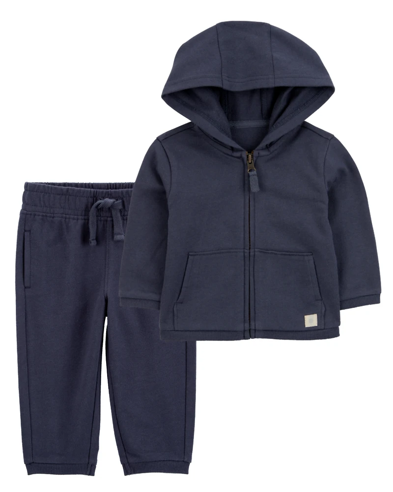 Baby 2-Piece French Terry Hoodie & Joggers Set - Navy