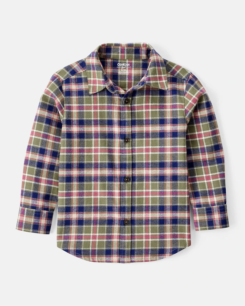 Toddler Boy Plaid Cotton Long-Sleeve Button-Down Shirt