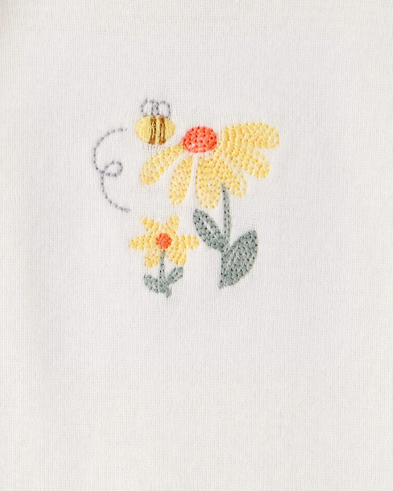 Baby Girl 3-Piece Flower Outfit Set - Yellow/White