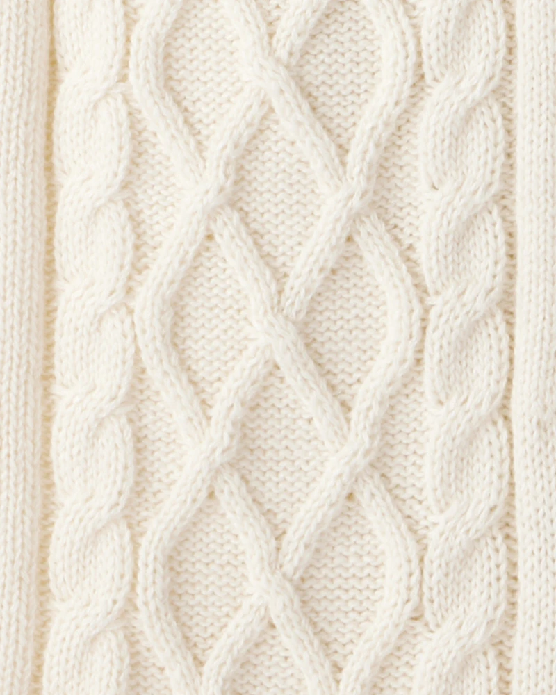 Baby Boy Long-Sleeve Cableknit Jumpsuit - Cream