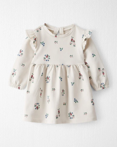 Baby Girl Organic Cotton French Terry Dress in Berry Blossom Print