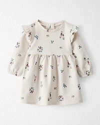 Baby Girl Organic Cotton French Terry Dress in Berry Blossom Print