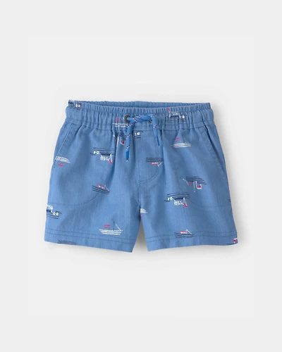 Baby Boy Sailboat Twill Shorts - Blue