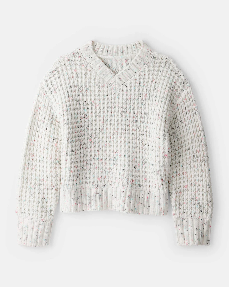 Girls Confetti Sweater - Cream