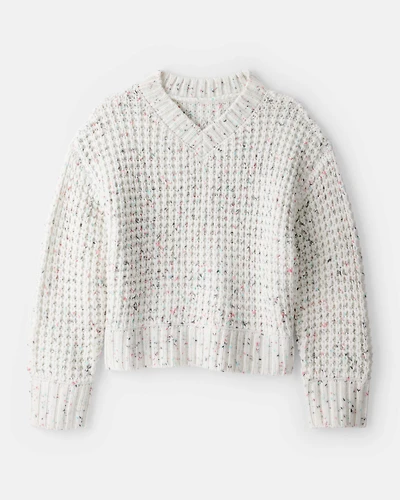 Girls Confetti Sweater - Cream
