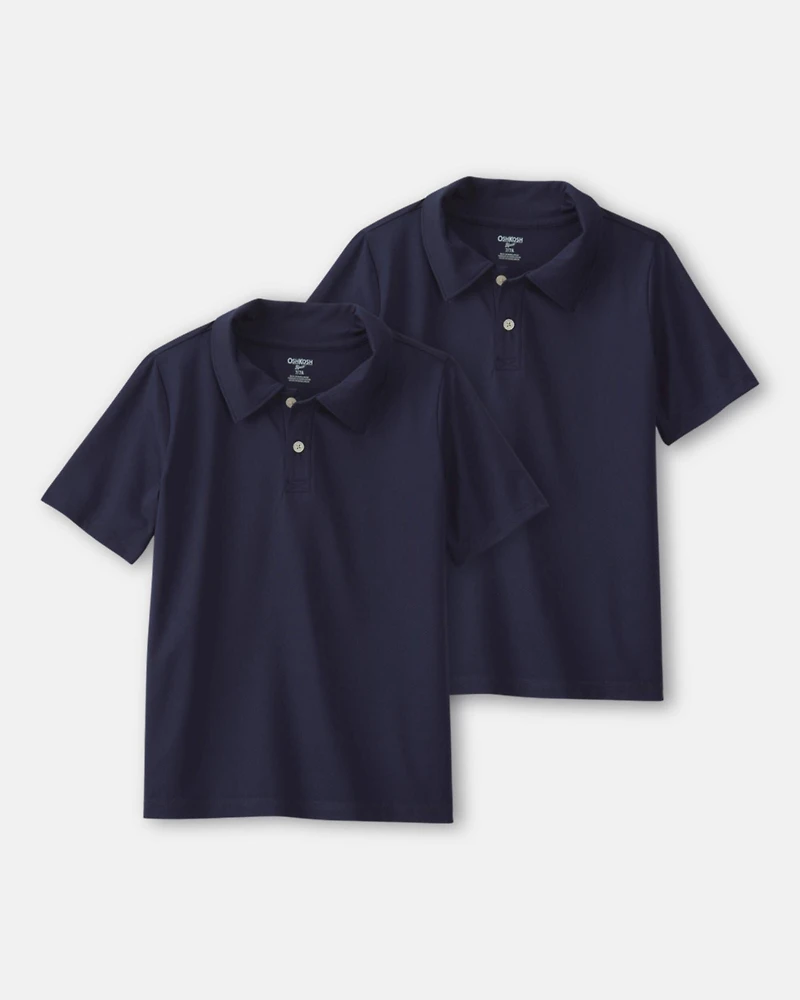 Boys 2-Pack Uniform Active Polo Shirts - Navy