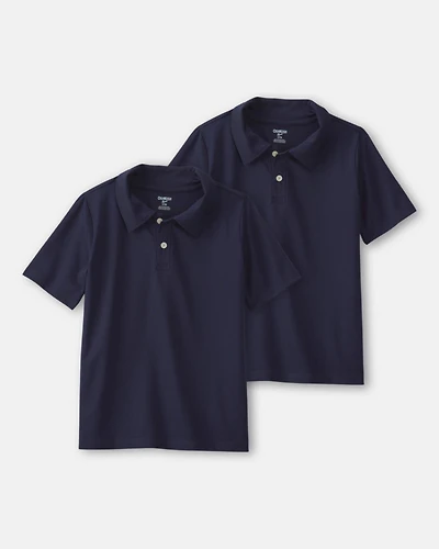 Boys 2-Pack Uniform Active Polo Shirts - Navy