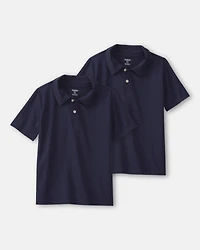 Boys 2-Pack Uniform Active Polo Shirts - Navy