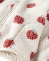 Baby Recycled Sherpa Jacket in Apple Print