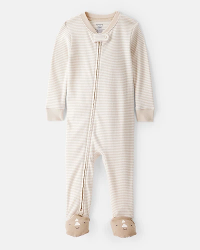 Baby Boy Rhino 100% Cotton Long-Sleeve 2-Way Zip 1-Piece Pajamas - White