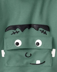 Toddler Boy Halloween Frankenstein Pullover Hoodie - Green