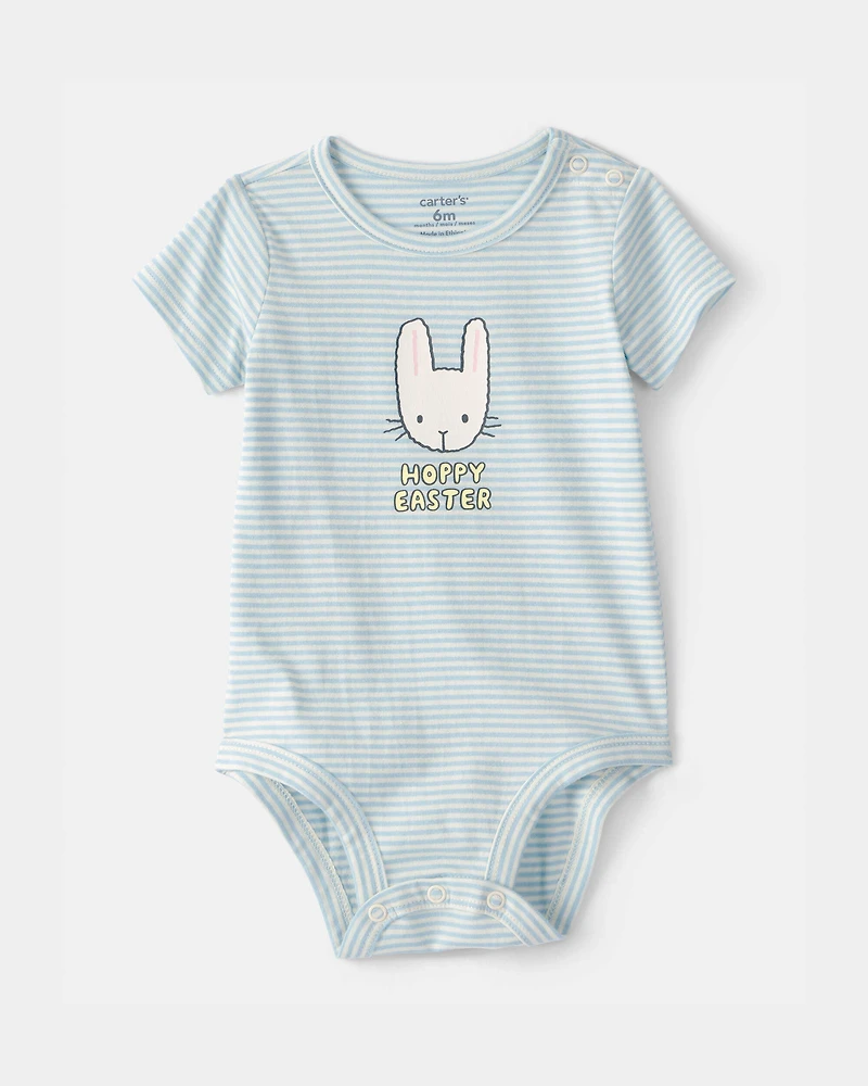 Baby 'Hoppy Easter' Bunny Graphic Bodysuit - Blue