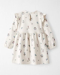 Toddler Girl Organic Cotton French Terry Dress in Berry Blossom Print