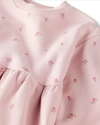 Baby Girl French Terry Dress Made with Organic Cotton in Blush Petals Print