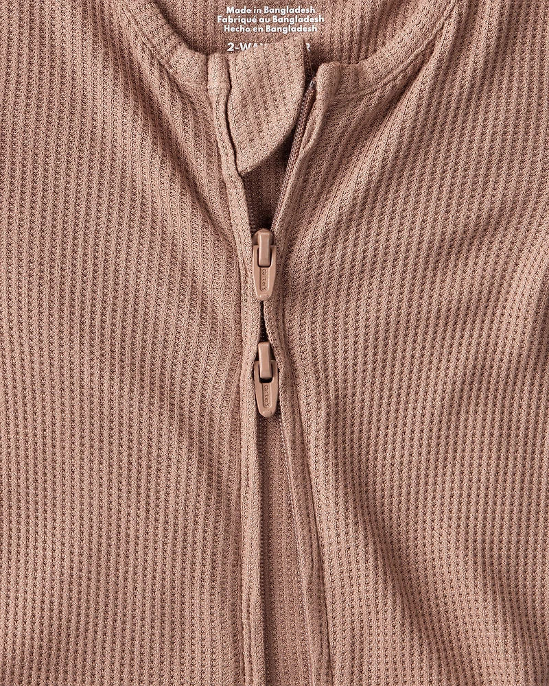 Baby Solid PurelySoft Long-Sleeve 2-Way Zip Sleep & Play Pajamas - Brown